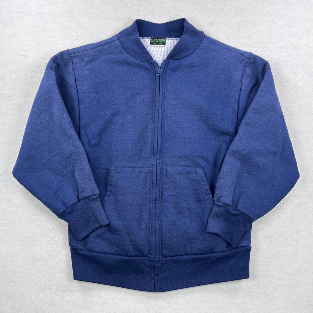 VTG Camber Mens Navy Blue Sunfaded Thermal Lined Full Zip Sweatshirt Made in USA